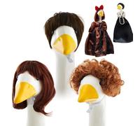 Parrucca per capelli alle oche del portico, parrucche per oche portiche | Outfit di oche di portico divertenti,per la decorazione da giardino all'aperto per il cortile, set di 3 costumi per decorazion