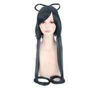 Parrucca per capelli anime Vocaloid Luo Tianyi Cosplay Lunghe lunghe Coda di cavallo Nero Verde Mix Parrucca sintetica per capelli Hatsune Miku PL-102
