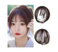 Parrucca per capelli con clip in 3D Air Bangs, dall'aspetto naturale, per donne e ragazze, due pezzi, clip su pony, colore marrone marrone