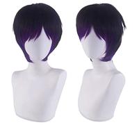 Parrucca per capelli corti da uomo, colore rosso, stile coreano, bello, naturale, soffice, quotidiano, nero e viola, da uomo