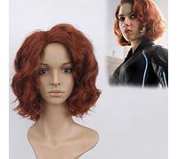 Parrucca per capelli cosplay GHK vedova nera The Avengers cosplay Parrucca riccia marrone sintetica per donna costume Natasha Romanoff copricapo