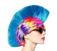 Parrucca per capelli Irokesen, Mohawk, colorata, unisex, pettine per gallo | Parrucca punk irochese per adulti, famiglie, donne e uomini