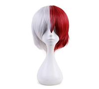 Parrucca per capelli sintetici My Hero Academia Shoto Todoroki Boku No Hero Academia 30cm Parrucca corta sintetica resistente al calore bianca e rossa corta
