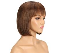 Parrucca Per Capelli Umani Bob Corta Diritta Con Frangia Per Donne Nere Parrucche Ondulate Naturali Glueless Brasiliane Remy Blonde 613