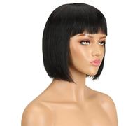 Parrucca Per Capelli Umani Bob Corta Diritta Con Frangia Per Donne Nere Parrucche Ondulate Naturali Glueless Brasiliane Remy Blonde 613