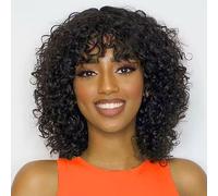 Parrucca per capelli umani con frangia Bob acqua 14 pollici parrucca riccia acqua capelli umani frangia parrucca 150% densità naturale acqua nera parrucca riccia per le donne