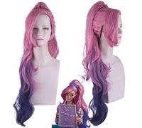 Parrucca per carnevale Vita notturna CluI Party Dress Up Parrucca Cosplay Lol Kda Seraphine Rosa Gradiente Tre Colori Coda di cavallo