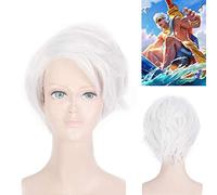 Parrucca per Carnevale Vita Notturna CluI Party Dress Up Parrucca King Game Glory Xiahou Dun Parrucca Cavalcare Il Vento E Onde Cosplay Parrucca Filo Ad Alta Temperatura