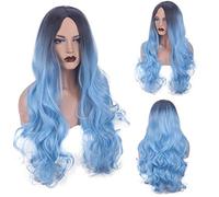 Parrucca per Carnevale Vita Notturna CluI Party Dress Up Parrucca Moda Punto Centro Copricapo Capelli Lunghi Ricci Tinto Big Wave Parrucca Per Signora