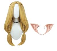 Parrucca per cosplay anime Marcille Donato Cosplay Parrucca lunga in oro parrucche lunghe e lisce per costume di Halloween + orecchio