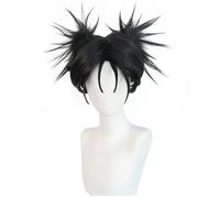 Parrucca per cosplay anime nera gemelle ponytails parrucca capelli sintetici resistenti al calore con cappuccio per parrucca per Halloween Party Comic con