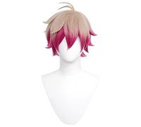 Parrucca per cosplay anime Ness Cosplay Parrucca corta rossa mix gialla parrucca liscia con bang Halloween Party Parrucca