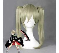 Parrucca per cosplay anime Soul Eater Maka Albarn, parrucca lunga a doppio ponytail, con cappuccio gratuito, per feste, uso quotidiano, Halloween, cosplay