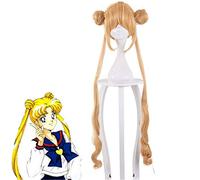 Parrucca per cosplay di anime Sailor Moon Parrucca per cosplay Parrucca per cosplay di Halloween capelli lunghi biondi super lunghi Parrucca + cappuccio per parrucca
