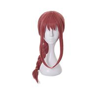 Parrucca per cosplay di Chainsawman, Makima, parrucca lunga rossa, con treccia, da donna, con retina inclusa