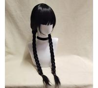 Parrucca per cosplay di Mercoledì per ragazze, accessori per parrucca con trecce, accessorio per vestirsi da principessa Fibra ad alta temperatura