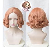 -Parrucca per Cosplay Haru Okumura Parrucca Cosplay Gioco di ruolo Parrucca giapponese Persona 5 Halloween Parrucca corta riccia Capelli P5 Parrucca da concerto