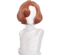 -Parrucca per cosplay Parrucca per cosplay anime Parrucca per cosplay di Beth Harmon Parrucca per capelli ondulati retrò marrone anni '20 da donna + cappuccio