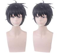 Parrucca per cosplay parrucca ragionamento immaginario Sakuragawa Kuro nero inverso arricciato capelli corti capelli finti