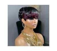 Parrucca per donna 99J Parrucche corte for donne nere Capelli umani con meches bordeaux Mix Parrucche corte nere Bob per uso quotidiano alle feste