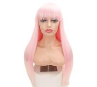 Parrucca per donna Auricolare for parrucca for capelli lunghi lisci Qi Liu Hai | Naturale e realistico | Adatto a molteplici occasioni(Pink)