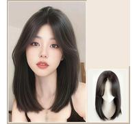 Parrucca Per Donna Con Capelli Medio-Lunghi, Fascia Intera, Frangia Con Riga Al Centro, Capelli Con Clavicola, Parrucca Naturale