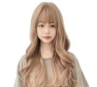 Parrucca Per Donna Con Grandi Capelli Ricci Lunghi E Ondulati, Increspature Dell'Acqua, Color Champagne, Naturale E Dolce, Stile Fascia Intera