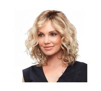 Parrucca per donna Parrucca da donna con capelli corti e ricci, con permanente a fiore di pera, bionda, capelli corti, fibra sintetica per uso quotidiano alle feste