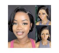 Parrucca per donna Parrucche Capelli Umani Corti Bob Pizzo Frontale Parrucche Capelli Umani 13x4 Parrucca Pixie Frontale Pizzo Completo per uso quotidiano alle feste(6inches)