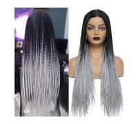 Parrucca per Donna Parrucche Parrucca for capelli intrecciata resistente al calore Parrucche intrecciate con scatola Ombre da 26 pollici for donne nere Parrucca intrecciata Cuoio capelluto finto Parru