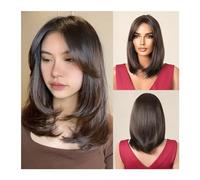 Parrucca per Donna Parrucche Parrucche for uso quotidiano ad alta temperatura for cosplay, taglio corto a forma di folletto, parrucca sintetica diritta a strati di capelli naturali castano scuro for d