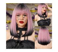 Parrucca per Donna Parrucche Parrucche for uso quotidiano ad alta temperatura for cosplay, taglio corto a forma di folletto, parrucca sintetica diritta a strati di capelli naturali castano scuro for d
