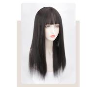 Parrucca Per Donne Con Capelli Lunghi, Fascia Intera, Capelli Neri Lunghi E Lisci Di Media Lunghezza, Riduzione Naturale Dell'Età, Set Di Parrucche Di Capelli Umani Simulati