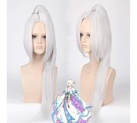 Parrucca per Halloween alla moda, per feste di Natale, 80 cm, con clip a forma di tigre, coda di cavallo, colore bianco argento, costume antico, coda di cavallo singolo, lavoro di terra, anni tre