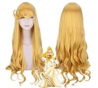 Parrucca per Halloween alla moda per feste di Natale, film Principessa Elora Cos La Bella Addormentata Giallo Mano Rotolo Cosplay Anime Parrucca