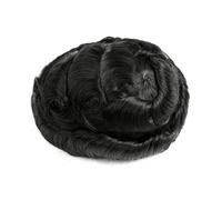 Parrucca per l'uso quotidiano nelle feste Protesi for capelli maschili Sistema di umani Parrucchino da uomo Top in pizzo pelle PU iniettata senza nodi(1C - Black,7x10)