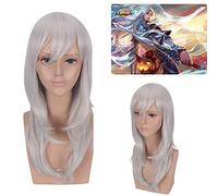 Parrucca per moda tendenza per uso quotidiano Cos parrucca bianco argento capelli micro-ricci re gioco gloria gioco mobile Li Baifeng Seeking Phoenix