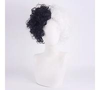 Parrucca per oggetti di scena abbinata modellazione performance Crudelia De Vil Strega in bianco e nero Kucuila con la stessa testa Yin e Yang parrucca anime in bianco e nero