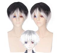 Parrucca per oggetti di scena abbinati modellazione performance cos parrucca / Ghoul Sasaki Keiyo/Kanekiken nero e bianco sfumato 198