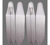 Parrucca per oggetti di scena abbinati modellazione prestazioni 150 cm capelli lunghi lisci spessi 702G universale costume stile nero e bianco argento rosso giallo stile colore: Zf150-4 (argento 700G)