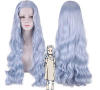 Parrucca per tendenza alla moda per uso quotidiano Stagione 4 cattivo trattamento grigio blu lungo ricci Cos parrucca