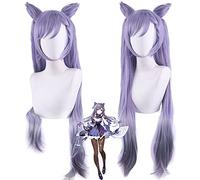 Parrucca per tiro di nozze Passerella Passerella Intervista The Original God Tingni Kuaiyu intagliato chiaro misto grigio viola sfumato doppia coda di cavallo croissant Cosplay parrucca