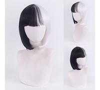 Parrucca per travestimento da festa di Natale, per Halloween, 101 fedele cane Crudelia De Vil Kuila bianco e nero strega colore abbinato capelli corti ricci colore: Yn178{30 cm}