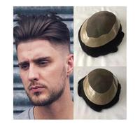 Parrucca per uomo, Parrucca da uomo in veri capelli umani - Sistema di capelli alla ricerca di uomini(Off Black with 20% Gray Hair,8x10)