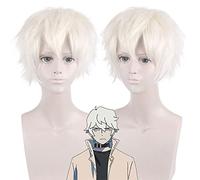 Parrucca perfetta per feste di tutti i giorni, parrucca cosplay generazione di animali Bna Daishin Shiro beige capelli corti arricciati al contrario