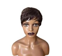 Parrucca Pixie Cut con frangia, parrucche corte castane da indossare tutti i giorni Topper per Capelli da Donna
