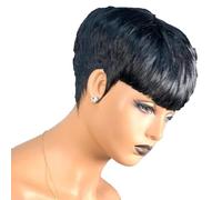 Parrucca Pixie Cut Per Donne Nere Taglio Corto A Strati Completa Fatta A Macchina Per Donne Senza Colla Colore Nero Naturale 6in