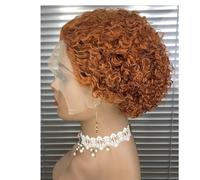 Parrucca Pixie senza colla in capelli umani corti e ricci con pizzo frontale 13x1 for donne nere Topper per Capelli da Donna(350#)