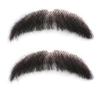 Parrucca pizzetto|2 pezzi di barba e baffi realistici, legati a mano neri | Capelli umani naturali, comodi da indossare tutto il giorno, ideali per feste in costume