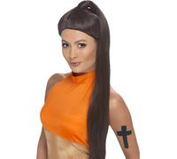 Parrucca Ponytail Sporty Spicegirl Marrone Accessorio Per Costume